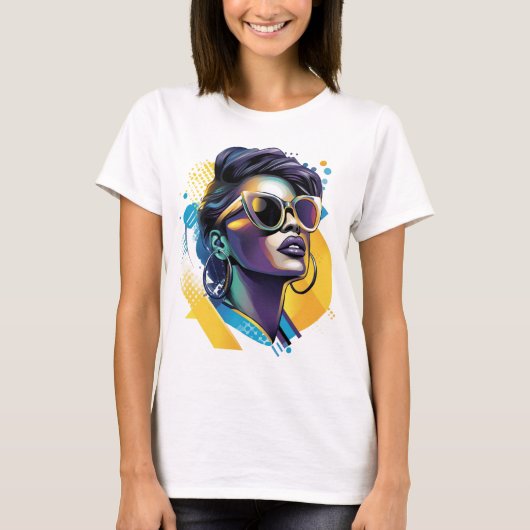 T-shirt Urban Diva - Bold Portrait vectoriel de Rétro Glam (Devant)