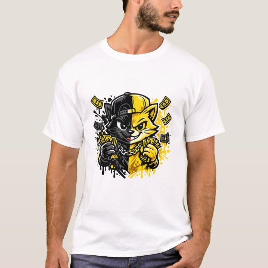 T-shirt Urban Graffiti Cat Design  (Devant)