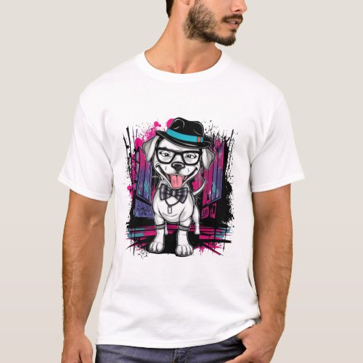 T-shirt Urban Pup : Graffiti Art Dog Design (Devant)