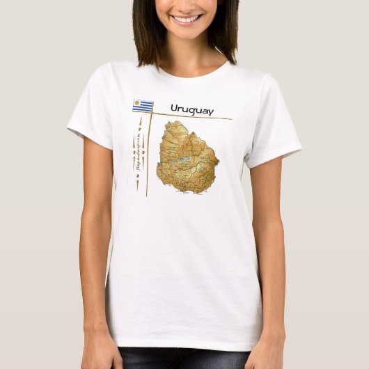 T-Shirt Uruguay Carte + Drapeau + Titre (Devant)