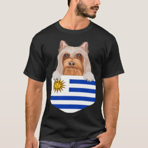T-shirt Uruguay Drapeau Silencieux Chien Terrier En Poche