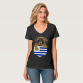 T-shirt Uruguay Flag Leonberger Dog In Pocket (Devant entier)