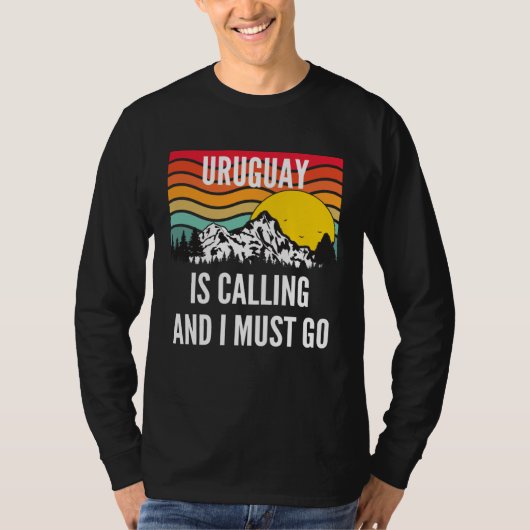 T-shirt Uruguay Is Calling And I Must Go Wavy Sunset (Devant)