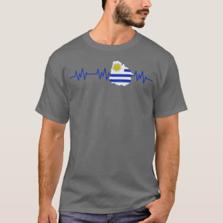 T-shirt Uruguay - pouls du drapeau des battements de coeur