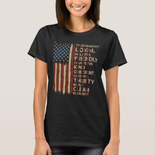 T-shirt US America Flag Scouting Scout Law