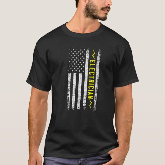 T-shirt Us American Flag Electrician Artiste Lineman Lin (Devant)