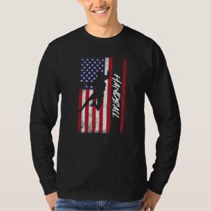 T-shirt Us American Flag Handball Player Handballeur Ball
