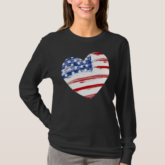 T-shirt US American Flag Heart For Independence Day On 4th (Devant)