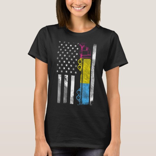 T-shirt US American Flag Pansexual Truck Pan Pride Stud L (Devant)