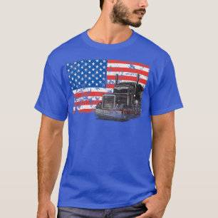 T-shirt US American Flag Semi Truck Wheeler Trucker 