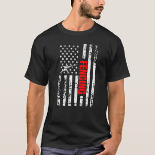 T-shirt US American Flag Sports Patriotique Fencing Premiu
