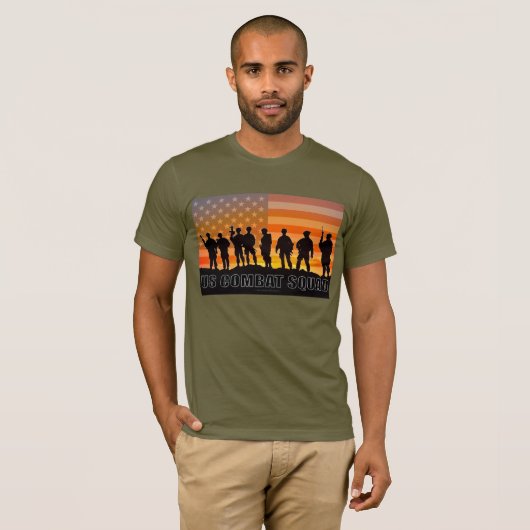T-shirt US COMBAT SQUAD - US Airborne Parachutiste (Devant entier)
