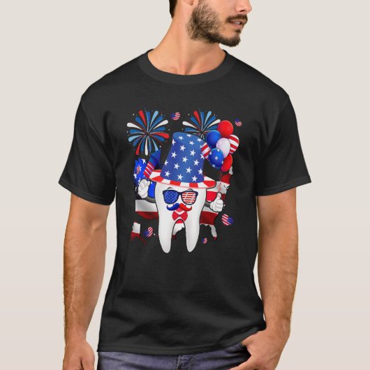 T-shirt Us Drapeau 4 Juillet Dentiste Dentiste adjoint amé (Devant)