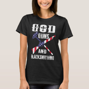 T-shirt US Drapeau Dieu armes et Blacksmil Anvil Américain