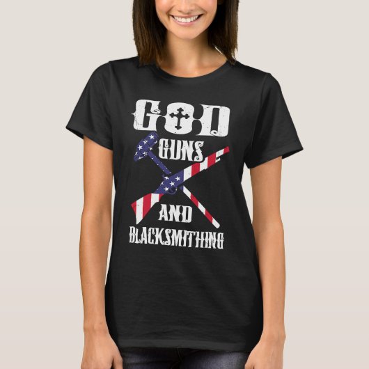 T-shirt US Drapeau Dieu armes et Blacksmil Anvil Américain (Devant)