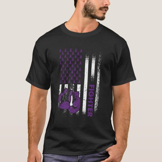 T-shirt Us Drapeau Epilepsie Combattez Purple Ribbon Epile (Devant)