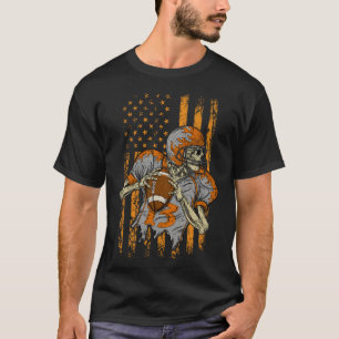 T-shirt Us Drapeau Footbyll Skeleton Halloween Pour Hommes