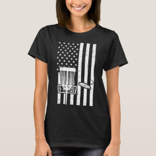 T-shirt US Drapeau Golf Vintage Patriotique Frisbee Golfin