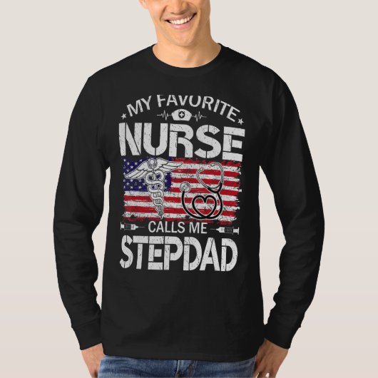 T-shirt Us Drapeau Mon Infirmière Préférée M'Appelle Stepd (Devant)