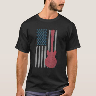 T-shirt Us Drapeau Patriotique Guitariste Distressed Guita
