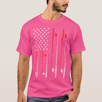 T-shirt Us Drapeau Pêche Rod Pêche