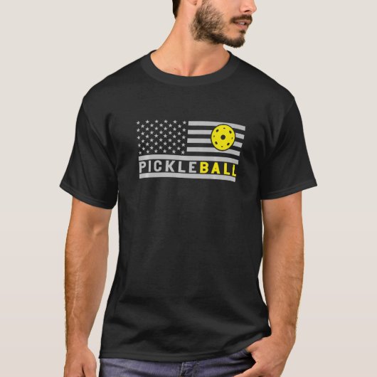T-shirt Us Drapeau Pickleball Joueur Pickle Ball (Devant)