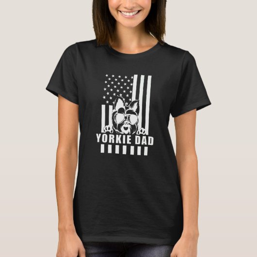T-shirt Us Drapeau Yorkie Papa Yorkshire Terrier Chien Pap (Devant)