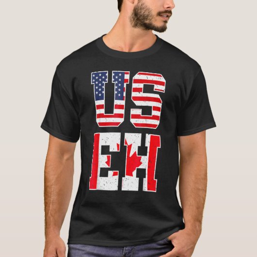T-shirt Us Eh American Canadian Flag Canada Pride Usa (Devant)