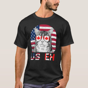 T-shirt Us Eh Cat America Canada Drapeau American Canadian