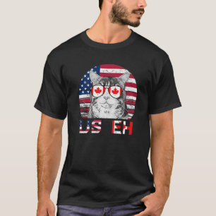 T-shirt US EH Cat America Canada Drapeau American Canadian