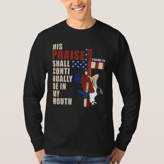 T-shirt US Flag Eagle Christian Cross Patriotic Bible Vers (Devant)