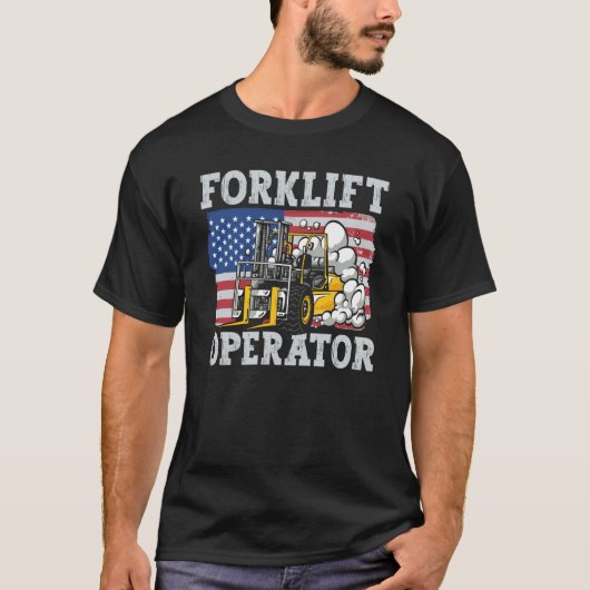 T-shirt Us Flag Forklift Operator (Devant)