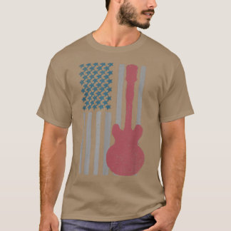 T-shirt Us Flag Patriotic Guitarist Design Distressed Guit