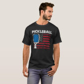 T-shirt US Flag Pickleball Player Paddleball (Devant entier)