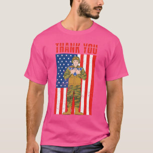 T-shirt Us Flag Vétéran Patriot Soldat American Pride Mem