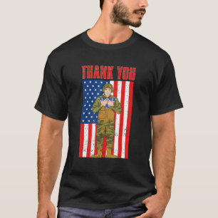 T-shirt Us Flag Vétéran Patriot Soldat American Pride Mem