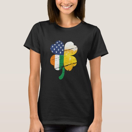 T-shirt US Irish Flag Drinking Beer (Devant)