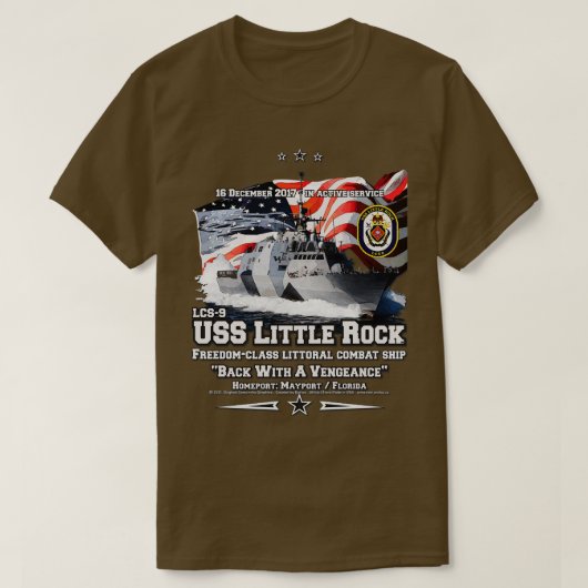 T-shirt US Little Rock LCS9 vétérans des navires de combat (Design devant)