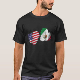 T-shirt US Pride Mexicaine Drapeau de Coeur Don Amérique M