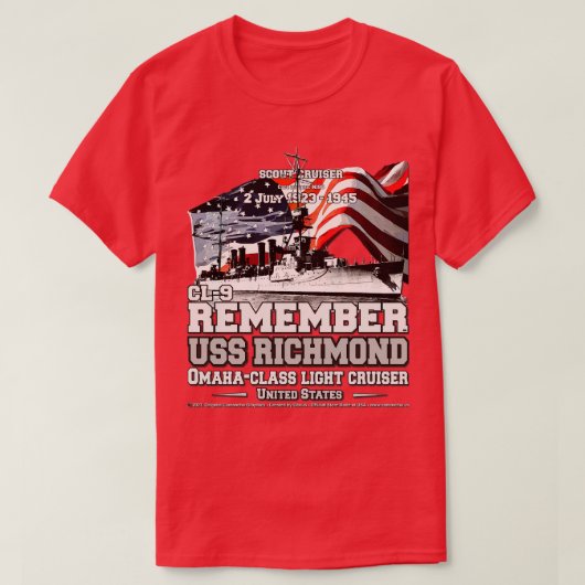 T-shirt US Richmond CL9 chasseur de croisière de chasse vé (Design devant)