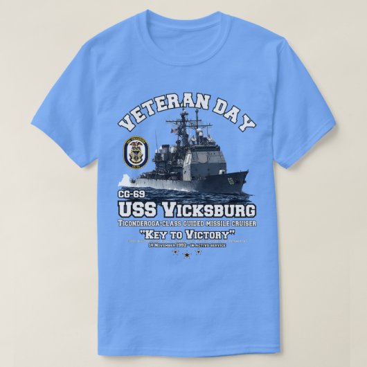 T-shirt US Vicksburg CG69 US Navy Cruiser vétérans (Design devant)