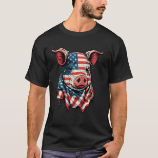 T-shirt USA 4 juillet Cochon sur le porc américain patriot