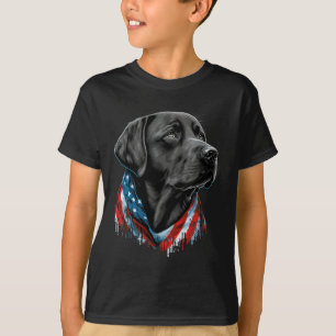 T-shirt Usa 4 Juillet Labrador Noir Patriotique Américain