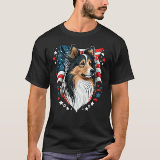 T-shirt USA 4th Of July Sheltie Patriotic American Shetlan