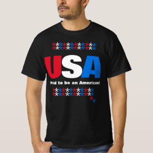 T-shirt USA 50 États Rouge Blanc Bleu Étoiles