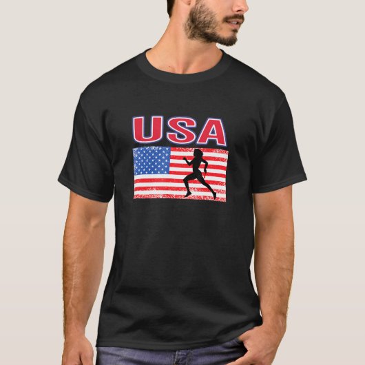 T-shirt Usa Aime Les Jeux D'Été Sur Piste Et Sur Le Terrai (Devant)