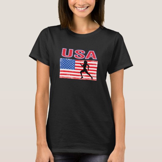 T-shirt Usa Aime Les Jeux D'Été Sur Piste Et Sur Le Terrai (Devant)