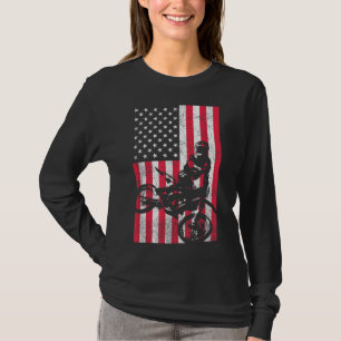 T-shirt USA American Flag Dirt Bike Rouge Blanc Bleu 4e