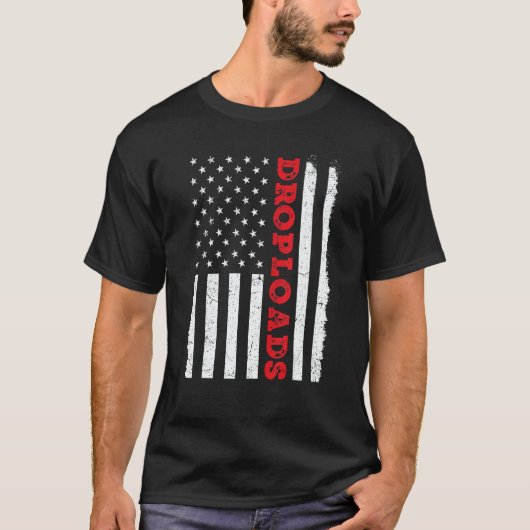 T-shirt USA American Flag Drop Loads Turck Driver Trucker (Devant)