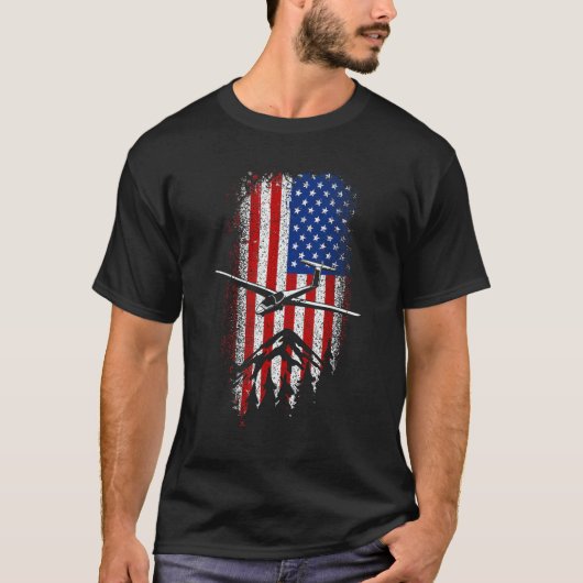 T-shirt Usa American Flag Glider Pilot 4th Of July (Devant)